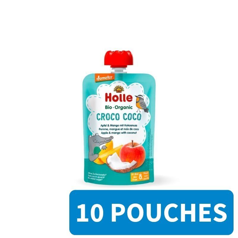 10x Holle Fruit Pouches | Croco Coco | Apple & Mango with Coconut