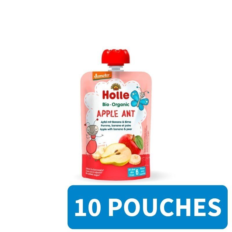 10x Holle Fruit Pouches | Apple Ant | Apple with Banana & Pear