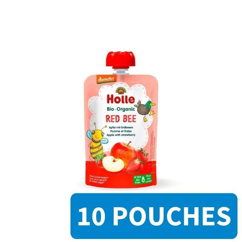 10x Holle Fruit Pouches | Red Bee | Apple with Strawberry