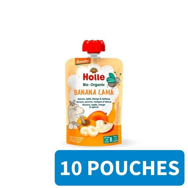 10x Holle Fruit Pouches | Banana Lama | Banana, Apple, Mango & Apricot