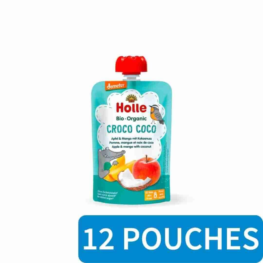 12x Holle Fruit Pouches - Croco Coco - Apple & Mango with Coconut